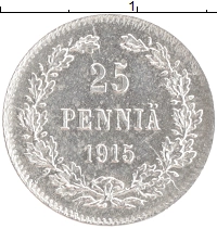 монета - 1894 – 1917 николай ii 25 пенни - подробная информация фото 1