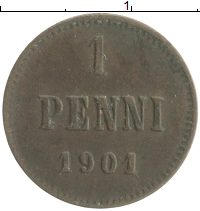 монета - 1894 – 1917 николай ii 1 пенни - подробная информация фото 1