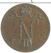 монета - 1894 – 1917 николай ii 1 пенни - подробная информация фото 1