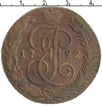 монета - 1762 – 1796 екатерина ii 5 копеек - подробная информация фото 1