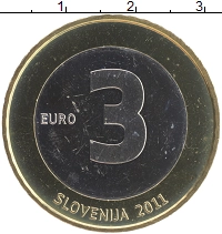 монета - словения 3 евро - подробная информация фото 1