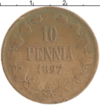 монета - 1894 – 1917 николай ii 10 пенни - подробная информация фото 1