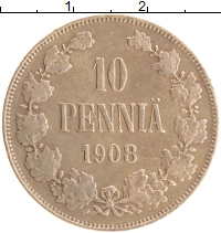 монета - 1894 – 1917 николай ii 10 пенни - подробная информация фото 1