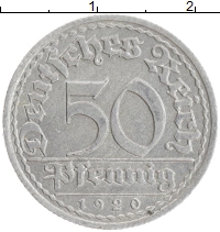 монета - веймарская республика 50 пфеннигов - подробная информация фото 1
