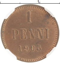 монета - 1894 – 1917 николай ii 1 пенни - подробная информация фото 1