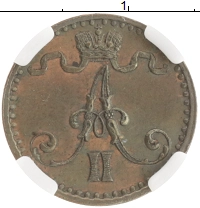 монета - 1855 – 1881 александр ii 1 пенни - подробная информация фото 1
