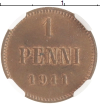монета - 1894 – 1917 николай ii 1 пенни - подробная информация фото 1