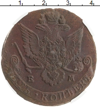 монета - 1762 – 1796 екатерина ii 5 копеек - подробная информация фото 1