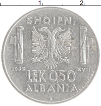 монета - албания 0,50 лек - подробная информация фото 1