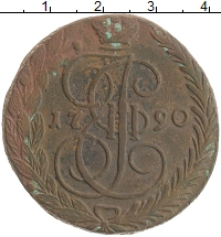 монета - 1762 – 1796 екатерина ii 5 копеек - подробная информация фото 1