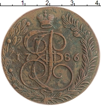 монета - 1762 – 1796 екатерина ii 5 копеек - подробная информация фото 1