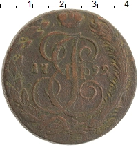 монета - 1762 – 1796 екатерина ii 5 копеек - подробная информация фото 1