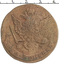 монета - 1762 – 1796 екатерина ii 5 копеек - подробная информация фото 1