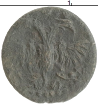 монета - 1689 – 1725 петр i 1 полушка - подробная информация фото 1