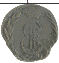 монета - 1762 – 1796 екатерина ii 1 деньга - подробная информация фото 1