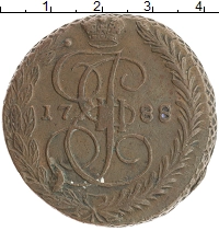 монета - 1762 – 1796 екатерина ii 5 копеек - подробная информация фото 1