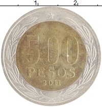 монета - чили 500 песо - подробная информация фото 1