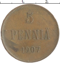 монета - 1894 – 1917 николай ii 5 пенни - подробная информация фото 1