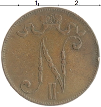 монета - 1894 – 1917 николай ii 5 пенни - подробная информация фото 1