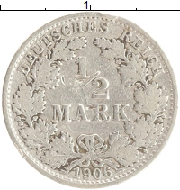 монета - германия 1/2 марки - подробная информация фото 1