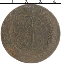 монета - 1762 – 1796 екатерина ii 5 копеек - подробная информация фото 1
