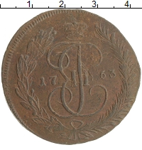 монета - 1762 – 1796 екатерина ii 5 копеек - подробная информация фото 1