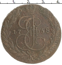 монета - 1762 – 1796 екатерина ii 5 копеек - подробная информация фото 1