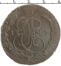 монета - 1762 – 1796 екатерина ii 5 копеек - подробная информация фото 1