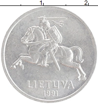 монета - литва 2 цента - подробная информация фото 1