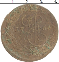 монета - 1762 – 1796 екатерина ii 5 копеек - подробная информация фото 1