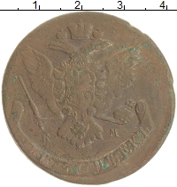 монета - 1762 – 1796 екатерина ii 5 копеек - подробная информация фото 1