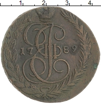 монета - 1762 – 1796 екатерина ii 5 копеек - подробная информация фото 1