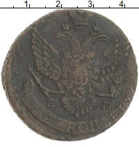 монета - 1762 – 1796 екатерина ii 5 копеек - подробная информация фото 1
