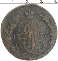 монета - 1762 – 1796 екатерина ii 5 копеек - подробная информация фото 1