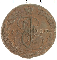 монета - 1762 – 1796 екатерина ii 5 копеек - подробная информация фото 1