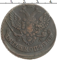 монета - 1762 – 1796 екатерина ii 5 копеек - подробная информация фото 1