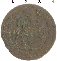 монета - 1762 – 1796 екатерина ii 5 копеек - подробная информация фото 1