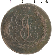 монета - 1762 – 1796 екатерина ii 5 копеек - подробная информация фото 1