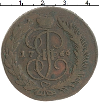 монета - 1762 – 1796 екатерина ii 5 копеек - подробная информация фото 1