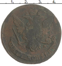 монета - 1762 – 1796 екатерина ii 5 копеек - подробная информация фото 1