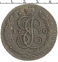 монета - 1762 – 1796 екатерина ii 5 копеек - подробная информация фото 1