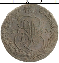 монета - 1762 – 1796 екатерина ii 5 копеек - подробная информация фото 1