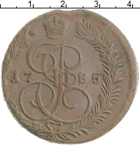 монета - 1762 – 1796 екатерина ii 5 копеек - подробная информация фото 1