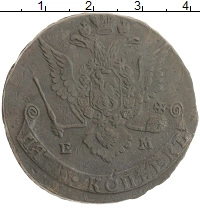 монета - 1762 – 1796 екатерина ii 5 копеек - подробная информация фото 1