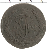 монета - 1762 – 1796 екатерина ii 5 копеек - подробная информация фото 1
