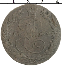 монета - 1762 – 1796 екатерина ii 5 копеек - подробная информация фото 1
