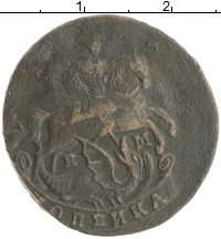 монета - 1762 – 1796 екатерина ii 1 копейка - подробная информация фото 1