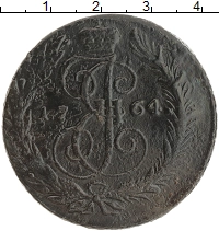 монета - 1762 – 1796 екатерина ii 5 копеек - подробная информация фото 1