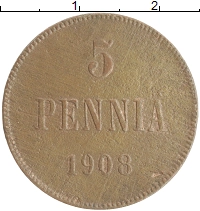 монета - 1894 – 1917 николай ii 5 пенни - подробная информация фото 1