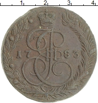 монета - 1762 – 1796 екатерина ii 5 копеек - подробная информация фото 1
